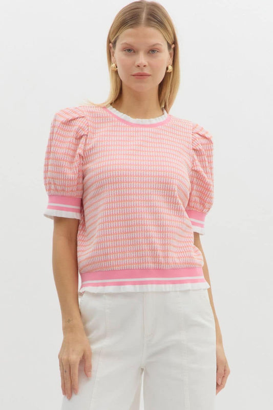 Pink/Orange Textured Top