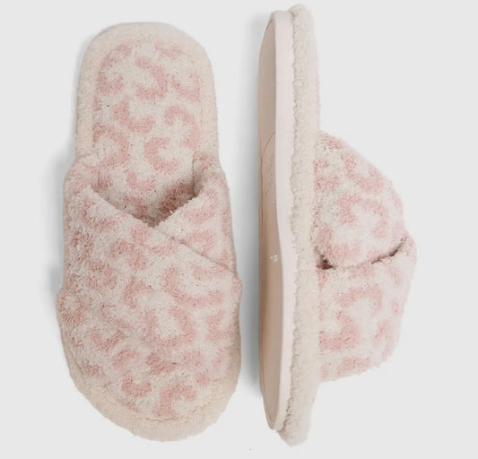 Luxury Soft Crossover Leopard Slippers {Pink}