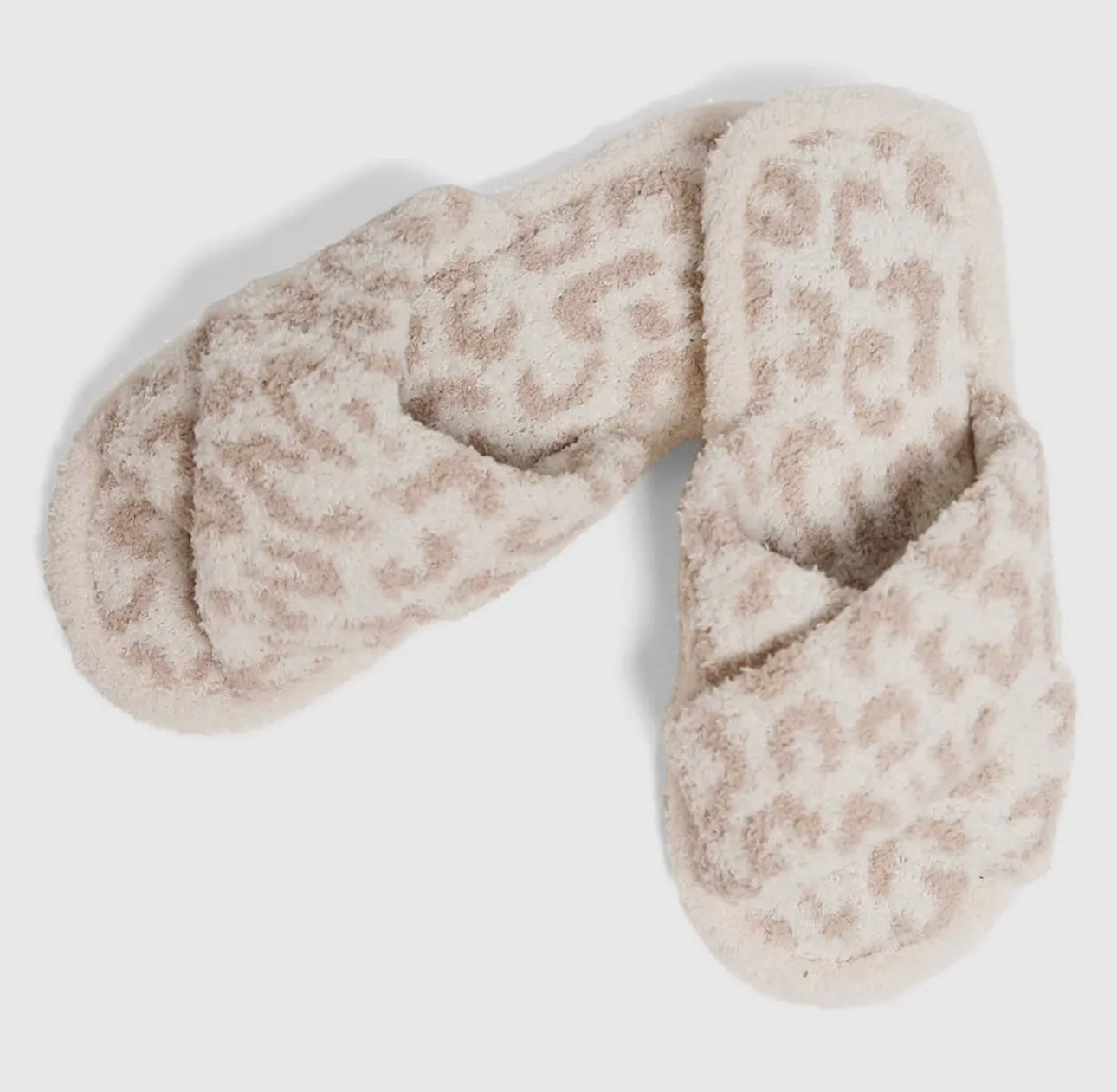 Luxury Soft Crossover Leopard Slippers {Beige}