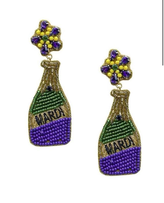 Mardi Gras bottle earrings