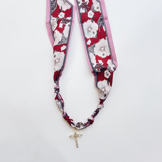 Everything In Pink Scarf Necklace