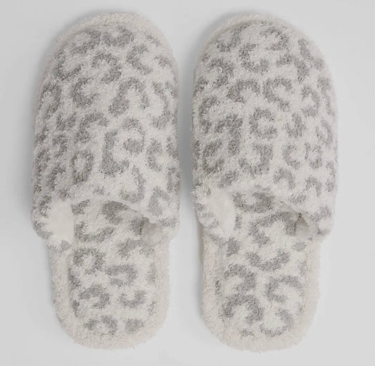 Winter Luxury Soft Leopard Slipper {Grey}