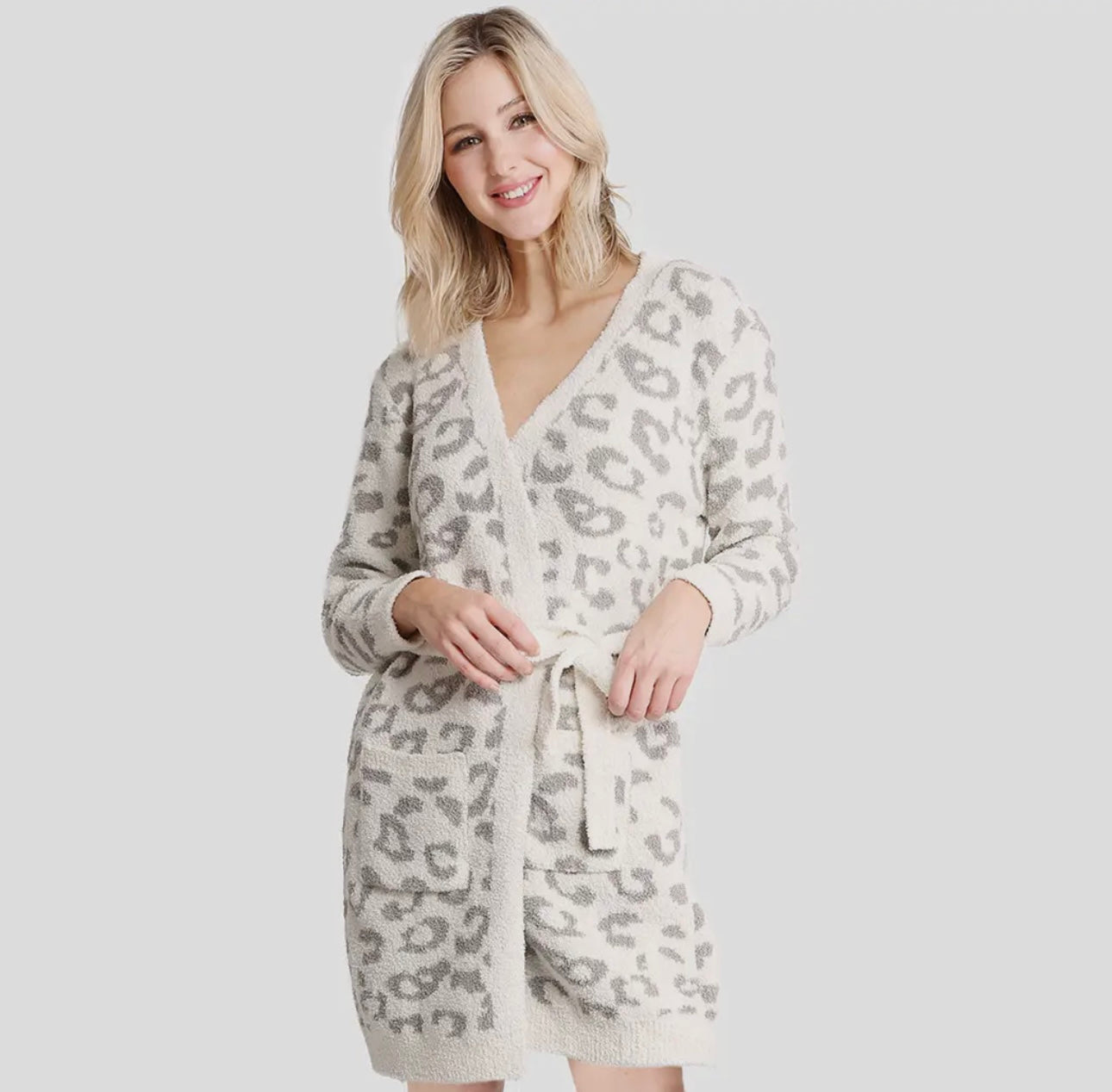 Leopard Print Soft Robe {Light Grey}